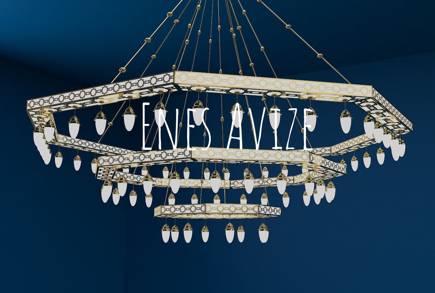 Selçuklu Motifli 8 Gen Cami Avizesi