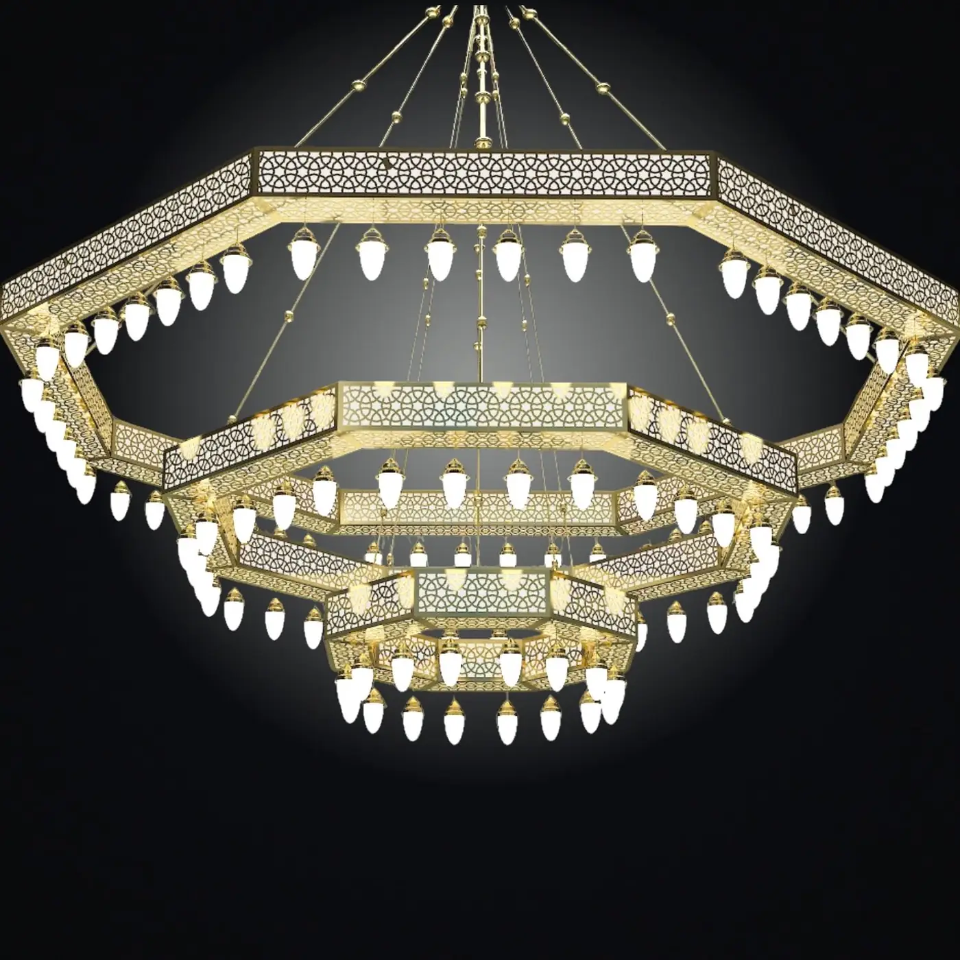 Lustre seldjoukide à caissons, cinq niveaux