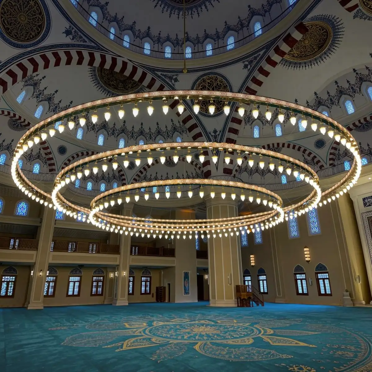 Three-tier box mosque chandelier — 18 Mart University Mosque