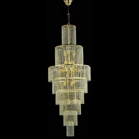 Halkalı uzun gövdeli kristal cami avizesi