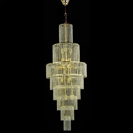 Halkalı uzun gövdeli kristal cami avizesi