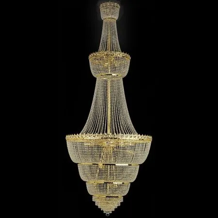 Kademeli kristal cami avizesi, uzun konik gövdeli