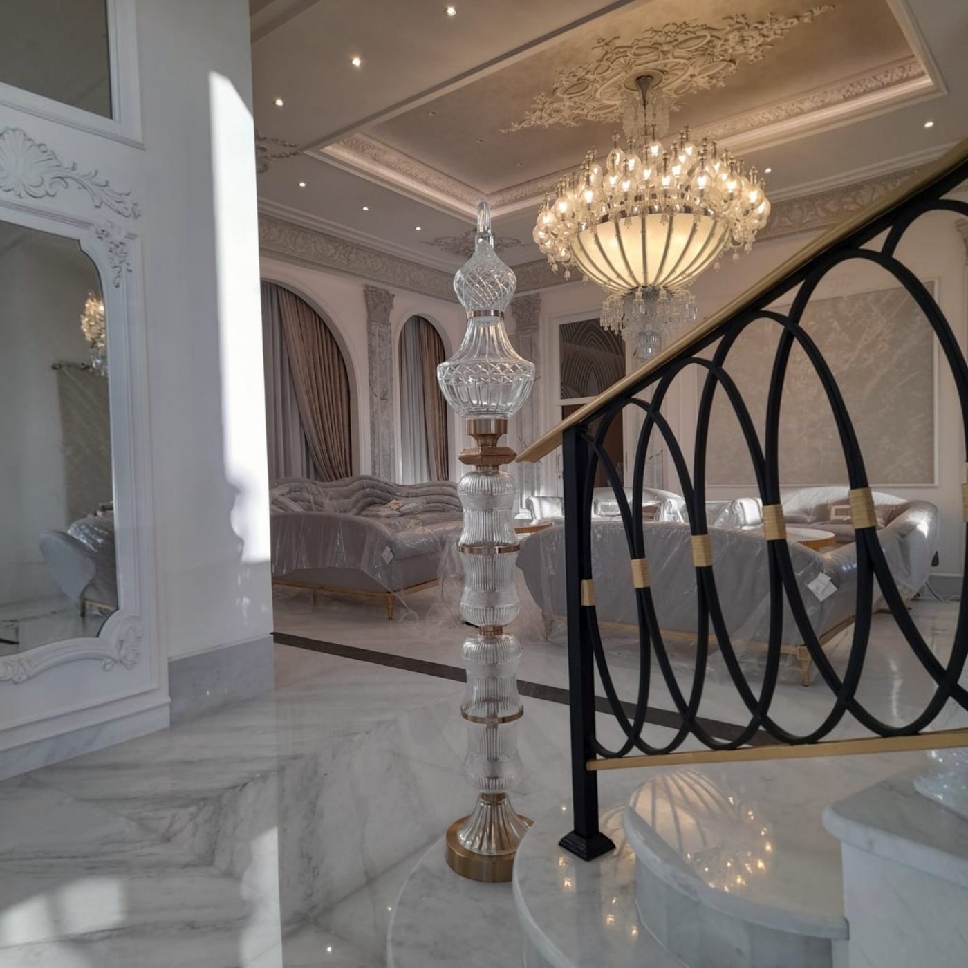 Kristal sütun küpeşte salon tarafından görünüm, villa serisi