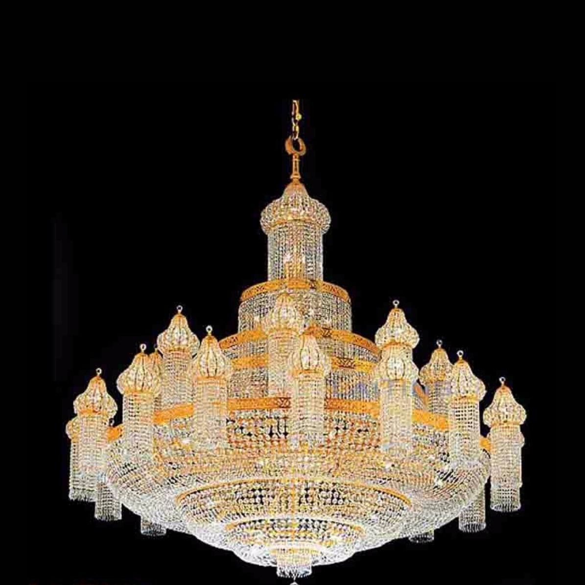 Minare kuleli kristal cami avizesi