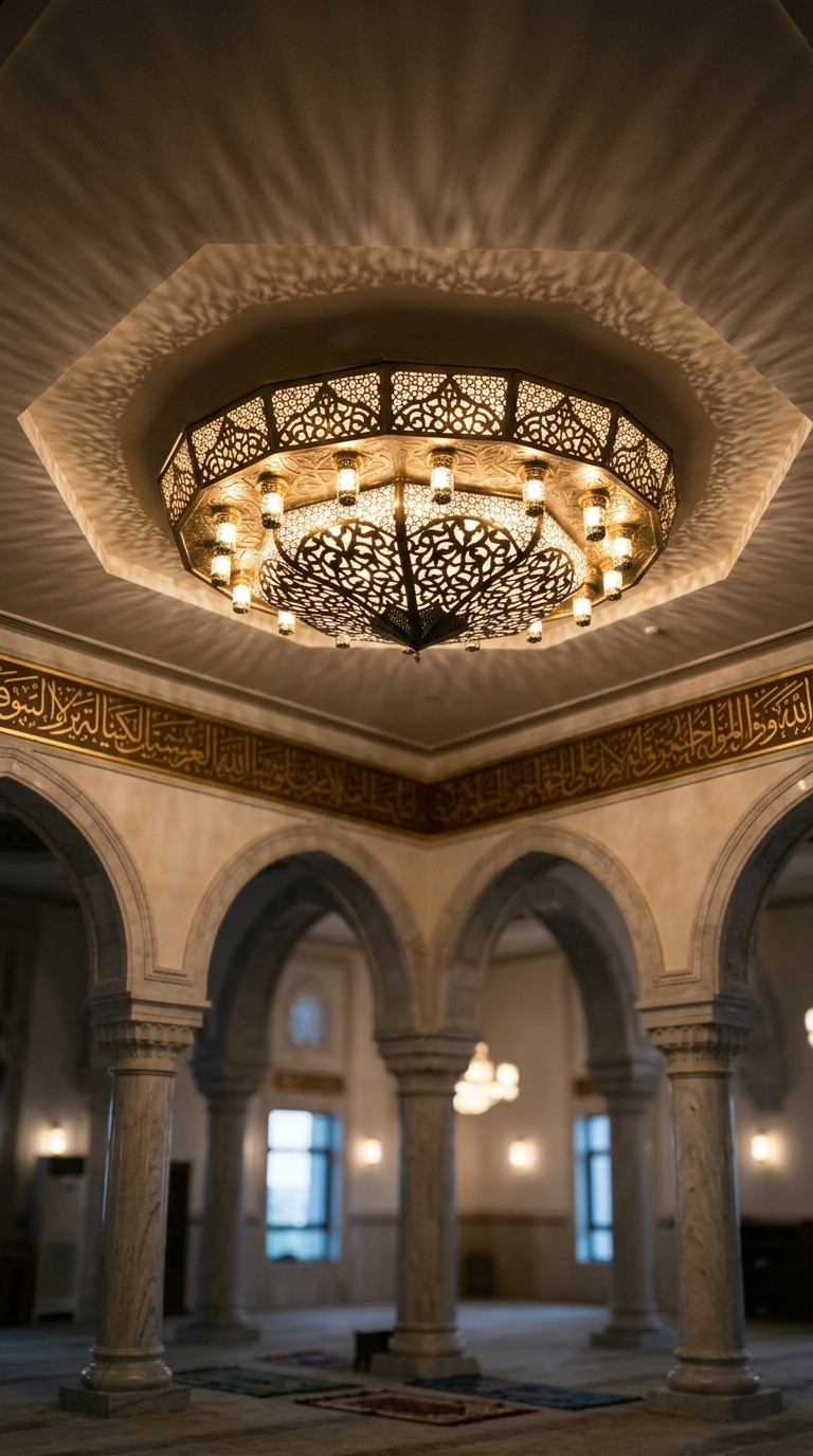 Sekizgen Ajur Pirinç Cami Avizesi